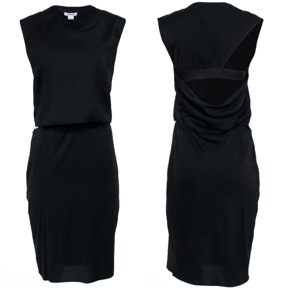 Helmut Lang Womens Black Sleeveless Side Cutout Layered Sheath Dress 0 Cocktail